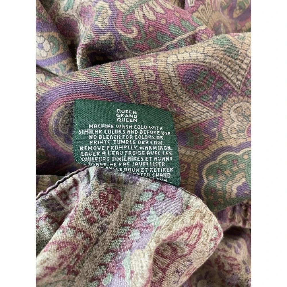 Vtg 4 Pc Ralph Lauren New Bohemian Paisley Purple QUEEN Sheet  Flat Fitted Cases